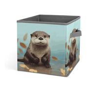 Rkklvbns Grands bacs de rangement pliables en tissu avec poignées, motif loutre mignonne pour organiser livres, couvertures, jouets