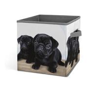 Rkklvbns Grands bacs de rangement pliables en tissu pour vêtements, livres, couvertures, jouets - Motif carlin noir