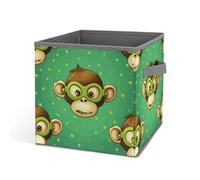 Rkklvbns Green Monkey - Grand panier de rangement pliable avec poignées, en tissu pour organiser livres, couvertures, jouets