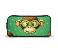 Rkklvbns Green Monkey Grande trousse à crayons portable avec fermeture éclair Organiseur de papeterie Rangement simple Esthétique Papeterie pour bureau, université, adulte