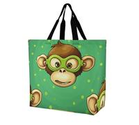 Rkklvbns Green Monkey Sac fourre-tout à bandoulière pour femme Sac de courses portable Sac à main de rangement léger et durable pour le travail, les voyages