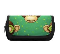 Rkklvbns Green Monkey Trousse à crayons double grande capacité durable avec fermeture éclair multi-fentes pour stylos Boîte de rangement élégante pour bureau