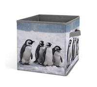 Rkklvbns Jeunes pingouins avec bacs de rangement à neige, panier de rangement pliable avec poignées, grand panier de rangement en tissu pour vêtements, livres, couvertures, jouets