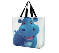 Rkklvbns Joli sac fourre-tout hippopotame pour femme - Sac fourre-tout à bandoulière - Sac de rangement portable léger et durable pour le travail, les voyages
