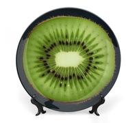 Rkklvbns Kiwi Slice Assiettes décoratives en céramique de 20,3 cm avec support de présentation, assiettes à dessert pour décoration murale de maison et de bureau