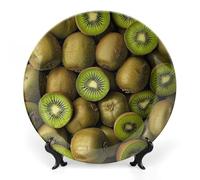 Rkklvbns Lot d'assiettes décoratives Kiwis de 15,2 cm en porcelaine anglaise avec support de présentation, assiettes à dessert pour décoration murale de maison et de bureau