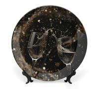 Rkklvbns Lot de 2 assiettes décoratives en porcelaine anglaise de 25,4 cm avec support de présentation, assiettes à dessert pour la maison et le bureau