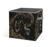Rkklvbns Lot de 2 bacs de rangement pliables avec poignées pour verres de champagne, grand panier de rangement en tissu pour vêtements, livres, couvertures, jouets