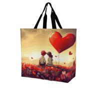 Rkklvbns Love Couple Sac fourre-tout pour femme Sac à bandoulière Sac de courses Portable Sac à main de rangement léger et durable pour le travail Voyage Sac décontracté