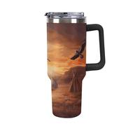 Rkklvbns Native American Tribes - Tasse à café de voyage de 1200 ml avec poignée et couvercle à paille, étanche, garde au froid ou au chaud, pour la salle de sport, les voyages et le sport
