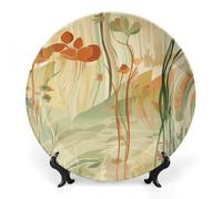 Rkklvbns Orange Line Art Assiettes décoratives en porcelaine anglaise 20,3 cm avec présentoir pour décoration murale de maison ou de bureau