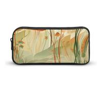 Rkklvbns Orange Line Art Grande trousse à crayons portable avec fermeture éclair Organiseur de papeterie Rangement simple Esthétique Papeterie pour bureau université Adulte