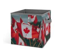 Rkklvbns Panier de rangement pliable avec poignées pour ranger livres, couvertures, jouets et de nombreux petits drapeaux canadiens