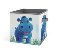 Rkklvbns Panier de rangement pliable en forme d'hippopotame mignon avec poignées, grand panier de rangement en tissu pour vêtements, livres, couvertures, jouets