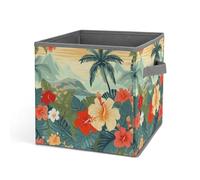 Rkklvbns Paniers de rangement estivaux hawaïens, panier de rangement pliable avec poignées, grand panier de rangement en tissu pour vêtements, livres, couvertures, jouets