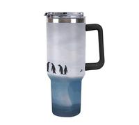 Rkklvbns Penguins on The Iceberg - Tasse à café de voyage de 1200 ml avec poignée et couvercle à paille, étanche, garde au froid ou au chaud, pour la salle de sport, les voyages et le sport