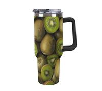 Rkklvbns Pile of Kiwis - Tasse à café de voyage de 1200 ml avec poignée et couvercle à paille, anti-fuite, grande capacité pour voiture, garde au froid ou au chaud, pour salle de sport, voyage et