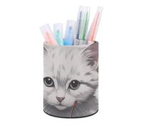 Rkklvbns Porte-stylo en cuir chat et cerise - Porte-crayons - Porte-pinceaux de maquillage - Multifonctionnel - Fournitures de bureau pour bureau et maison