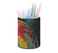 Rkklvbns Porte-stylo rond à deux perroquets colorés - Élégant - Décoration de bureau - Porte-pinceaux de maquillage - Boîte de rangement multifonction pour bureau et maison