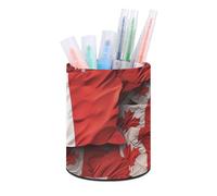 Rkklvbns Porte-stylo rond avec drapeau canadien - Élégant - Décoration de bureau - Porte-pinceaux de maquillage - Boîte de rangement multifonction pour bureau et maison
