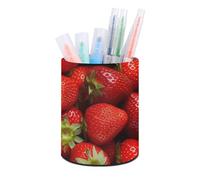 Rkklvbns Porte-stylo rond avec fraises dans un bol - Élégant - Décoration de bureau - Porte-pinceaux de maquillage - Boîte de rangement multifonction pour bureau et maison