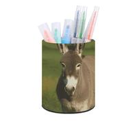 Rkklvbns Porte-stylo rond en forme d'âne sur prairie verte - Élégant - Décoration de bureau - Porte-pinceaux de maquillage - Boîte de rangement multifonction pour bureau et maison