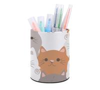 Rkklvbns Porte-stylo rond en forme de chat orange - Élégant - Décoration de bureau - Porte-pinceaux de maquillage - Boîte de rangement multifonction pour bureau et maison