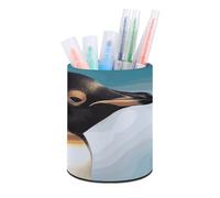 Rkklvbns Porte-stylo rond en forme de pingouin mignon - Élégant - Décoration de bureau - Porte-pinceaux de maquillage - Boîte de rangement multifonction pour bureau et maison