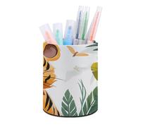 Rkklvbns Porte-stylo rond en forme de tigre de dessin animé - Élégant - Décoration de bureau - Porte-pinceaux de maquillage - Boîte de rangement multifonction pour bureau et maison