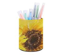 Rkklvbns Porte-stylo rond en forme de tournesols jaunes - Élégant - Décoration de bureau - Porte-pinceaux de maquillage - Boîte de rangement multifonction pour bureau et maison
