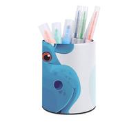 Rkklvbns Porte-stylo rond mignon hippopotame élégant pour bureau, maquillage, pinceaux de maquillage, boîte de rangement multifonctionnelle pour bureau, maison, art