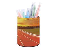 Rkklvbns Porte-stylo rond pour course à pied, motif coucher de soleil, décoration de bureau, brosse de maquillage, boîte de rangement multifonctionnelle pour bureau, maison, art