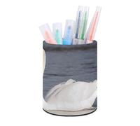 Rkklvbns Porte-stylo rond romantique en forme de cygne blanc élégant pour bureau, maquillage, pinceaux de maquillage, boîte de rangement multifonctionnelle pour bureau, maison, art