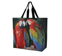Rkklvbns Sac fourre-tout à bandoulière pour femme avec deux perroquets colorés - Sac de rangement portable léger et durable pour le travail, les voyages