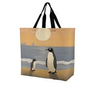 Rkklvbns Sac fourre-tout à bandoulière pour femme avec deux photos de pingouins - Sac à main de rangement portable léger et durable pour le travail, les voyages
