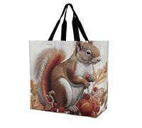 Rkklvbns Sac fourre-tout à bandoulière pour femme Motif feuilles et écureuil Sac à main de rangement portable léger et durable pour le travail, les voyages