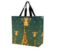 Rkklvbns Sac fourre-tout à bandoulière pour femme Motif girafe de dessin animé Sac à main de rangement portable léger et durable pour le travail, les voyages