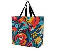 Rkklvbns Sac fourre-tout à motif floral pour femme - Sac à bandoulière - Sac de rangement portable léger et durable pour le travail, les voyages