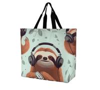 Rkklvbns Sac fourre-tout amusant et mignon avec motif paresseux pour femme, sac fourre-tout à bandoulière, sac de rangement portable, léger et durable pour le travail, les voyages, sac décontracté