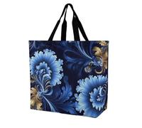 Rkklvbns Sac fourre-tout classique bleu pour femme - Sac fourre-tout à bandoulière - Sac de rangement portable léger et durable pour le travail, les voyages