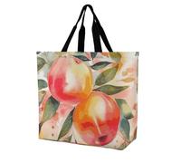 Rkklvbns Sac fourre-tout coloré avec motif aquarelle de pêche pour femme, sac fourre-tout à bandoulière, sac de rangement portable, léger et durable pour le travail, les voyages, sac décontracté
