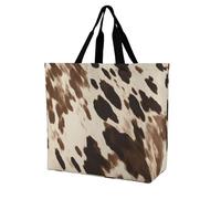 Rkklvbns Sac fourre-tout imprimé vache pour femme, sac à bandoulière, sac de courses, sac de rangement portable, léger et durable pour le travail, les voyages, sac décontracté