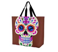 Rkklvbns Sac fourre-tout mexicain pour femme avec motif tête de mort - Sac fourre-tout portable - Léger et durable - Pour le travail, les voyages - Sac décontracté