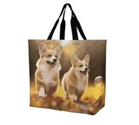 Rkklvbns Sac fourre-tout mignon pour femme avec motif chien Corgi Sac fourre-tout Sac à bandoulière Sac de rangement portable léger et durable pour le travail, les voyages