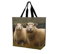 Rkklvbns Sac fourre-tout pour femme avec deux moutons blancs - Sac à main de rangement portable léger et durable pour le travail, les voyages