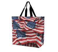 Rkklvbns Sac fourre-tout pour femme avec drapeau des États-Unis - Sac fourre-tout à bandoulière - Sac de rangement portable léger et durable pour le travail, les voyages