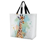 Rkklvbns Sac fourre-tout pour femme avec illustration artistique girafe - Sac fourre-tout à bandoulière - Sac de rangement portable léger et durable pour le travail, les voyages