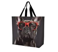 Rkklvbns Sac fourre-tout pour femme avec motif bouledogue français - Sac fourre-tout à bandoulière - Sac de rangement portable léger et durable pour le travail, les voyages