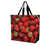 Rkklvbns Sac fourre-tout pour femme avec motif fraises dans un bol - Sac fourre-tout à bandoulière - Sac de rangement portable léger et durable pour le travail, les voyages
