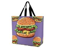 Rkklvbns Sac fourre-tout pour femme avec motif hamburger - Sac fourre-tout à bandoulière - Sac de rangement portable léger et durable pour le travail, les voyages